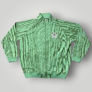 Rare Vintage LRG Roots & Equipment Tree Bark Print Track Jacket XXL Green